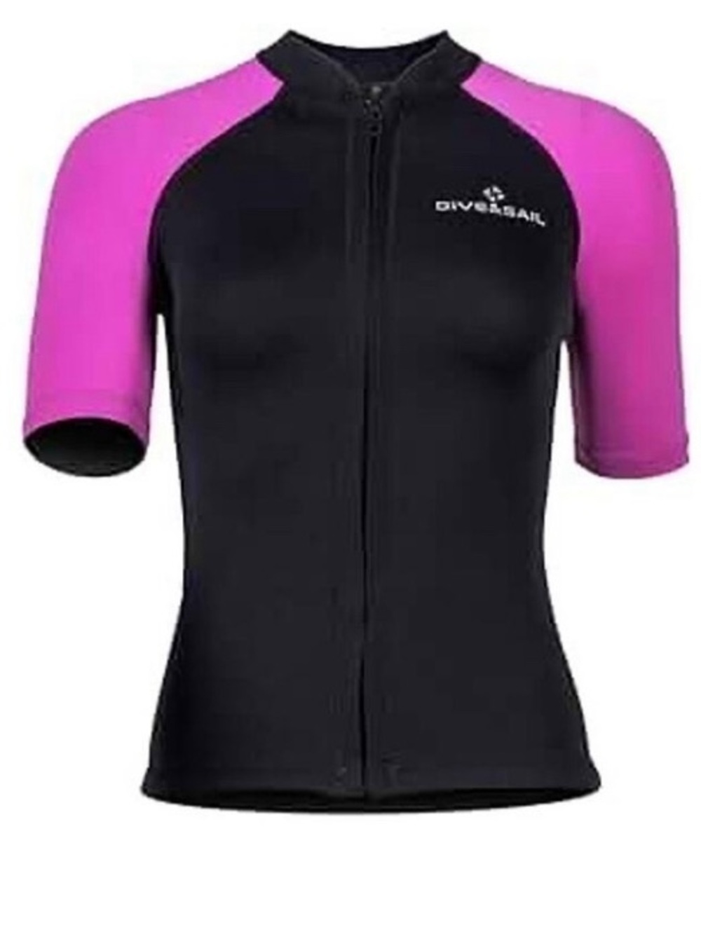 Divesail Women's Short Sleeve Zipper One-Piece Wetsuit Top - Black & Pink